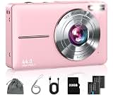 Lecran Digital Camera, FHD 1080P Point and Shoot Camera for Kids Teens Pink | 32GB Card, Filters 16X Zoom Anti-Shake,...