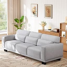 Marsail 89” Sofa, 3-Seater Modern Upholstered Couch with Deep Seats, Comfy Linen Couches for Living Room, Bedroom, Of...