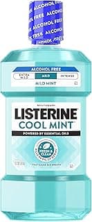 Listerine Cool Mint Alcohol-Free Mild Mouthwash, Oral Rinse Kills 99.9% of Germs That Cause Bad Breath, Less Intense ...