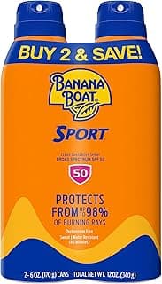 Banana Boat Sport SPF 50 Sunscreen Spray, 6 oz (2 Pack)
