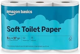 Amazon Basics 2-Ply Soft Toilet Paper, 6 Rolls, 350 Sheets per Roll, Equivalent to 37 Regular Rolls, Septic Safe