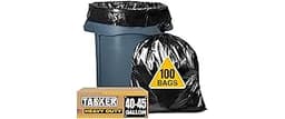 Tasker 44-45 Gallon Trash Bags Heavy Duty, (Value 100 Bags w/Ties) Extra Large Black Trash Bags - 39 Gallon - 40 Gall...