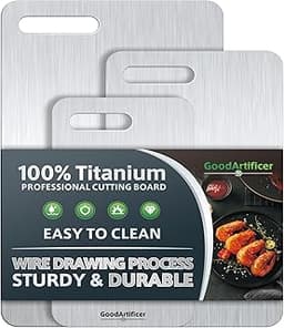 Titanium Cutting Boards Set of 3, 100% Pure Titanium Kitchen Cutting Board, Double-Sided Non-Toxic Cutting Board, Ide...