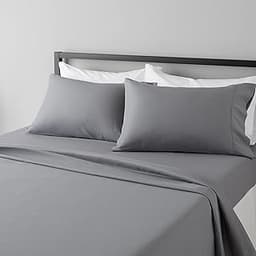 Amazon Basics Lightweight Super Soft, Wrinkle-Free, Breathable Luxury Microfiber 4 Piece Bed Sheet Set with 14-Inch D...