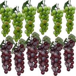 12 Bunches Grapes Artificial Fruit Fake Simulation Fruit for Home Kitchen Party Photography Prop Wedding Decoration (...