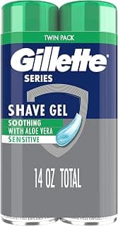 Gillette Series 3X Action Shave Gel, Sensitive Twin Pack, 7 Oz (Pack of 2)