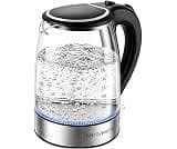 MEGAWISE Electric Kettle, 1.8L Glass Tea Kettle, Auto Shut-Off, Boil-Dry | Glass kettle with LED indicator and easy-p...