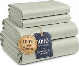 LANE LINEN King Bed Sheets 1000 Thread Count 100% Egyptian Cotton - Mineral