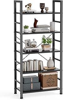 DUMOS 5 Tiers Bookshelf, Classical Book Shelf, Tall Display Shelves in Living Room/Home/Office, Storage Organizer for...