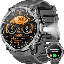 Joautrial Military Smart Watch for Men with GPS, 1.43" AMOLED Bluetooth Call, LED Flashlight, Rugged Tactical Watch f...