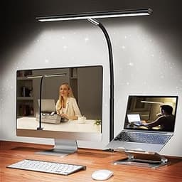 LED Desk Lamp for Office Home, Eye-Caring Desk Light with Stepless Dimming Adjustable Flexible Gooseneck, 10W USB Ada...