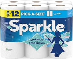 Sparkle Pick-A-Size Paper Towels, 6 Double Rolls (660 Sheets Total) - Strong 2-Ply Towels for Kitchen Cleanup and Eve...