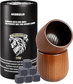 Wooden Bourbon Drinking Glass - Charred Wooden Whiskey Cup - Whiskey Glass for Men - Bourbon Gifts for Men Who Have E...