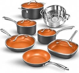 GOTHAM STEEL 12 Pc Titanium Ceramic Cookware Set Nonstick, Diamond Infused