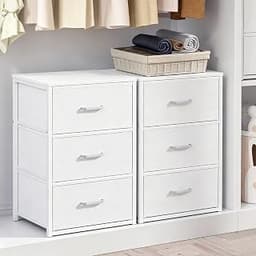 2 Pack Dresser for Closet, Stackable Storage Drawers, Closet Storage, White