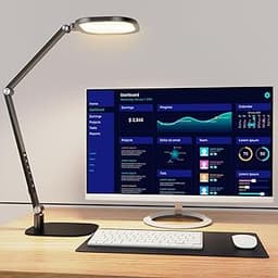 LED Desk Lamp for Home Office, Eye-Caring Diffused Desk Light, 3 Color Temperature 10 Brightness Computer Light, Dimm...