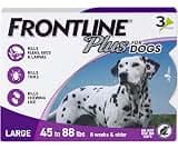 FRONTLINE Plus Flea & Tick Spot Treatment for Large Breed Dogs 45-88 lbs. (Purple) Count of 3