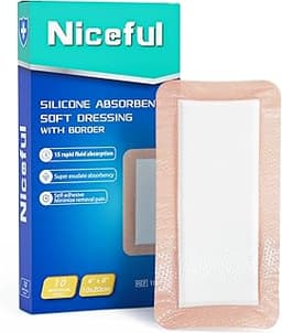 Silicone Super Absorbent Wound Dressing - 4"×8" Large Absorbant Bandages with Adhesive Borders, FSA HSA Eligible, Wou...