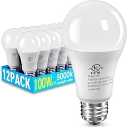 12 Pack LED Light Bulbs 100 Watt Equivalent, A19 5000K Daylight White