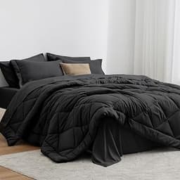 Love's cabin Full Comforter Set Black, 7 Pieces Full Bed in a Bag, All Season Bedding Sets with 1 Comforter, 1 Flat S...