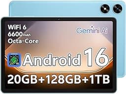 Tablet 10.1 inch Android 16 Tablet with Octa-Core Processor, 20GB RAM 128GB ROM 1 TB Expandable, 1280x800 HD IPS Touc...