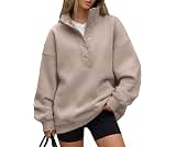 Trendy Queen Womens Oversized Sweatshirts with Snap Button Henley Collar | Soft Fleece Pullover with Pockets Tops Fal...