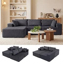DUMOS 108" Boneless Couch, Cloud Sectional Couch with L-Shape Chaise, Modular Sectional Sofa with Deep Seat, Upholste...