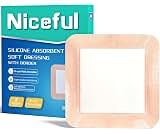 Niceful Super Absorbent Silicone Wound Dressing for Bed Sores, 6"x6" 8Pcs | Gentle Silicone, High Absorbency, Ideal f...