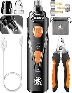 Whisper Quiet Dog Nail Grinder with LED Light, Safe & Stress-Free for Sensitive Dogs of All Breeds & Sizes, 3 Grindin...