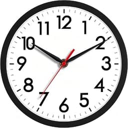 AKCISOT 8 Inch Wall Clock, Silent Battery Operated Analog Clock, Black