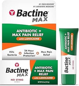 Bactine MAX Antibiotic + Pain Relieving Ointment - Antibiotic Ointment with Lidocaine - Pain + Itch Relief for Minor ...