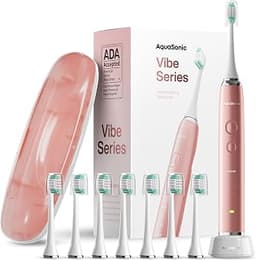 Aquasonic Vibe Series Ultra-Whitening Toothbrush – ADA Accepted Electric Toothbrush - 8 Brush Heads & Travel Case – 4...
