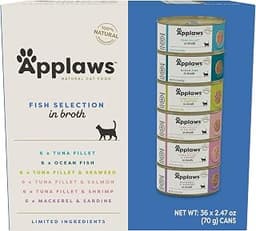 Applaws Fish Variety in Broth Wet Cat Food, 6-Flavor 36-Pack 2.47 oz Cans