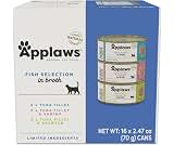 Applaws Fish Variety in Broth Wet Cat Food, 3-Flavor 16-Pack 2.47 oz Cans | 100% Natural, High Quality Ingredients, H...