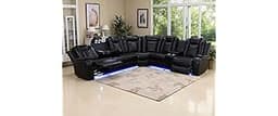 Dekmxas Power Recliner Sectional Sofa Set,Living Room Furniture Sets,Black Leather Sectional Reclining Couch Power Re...