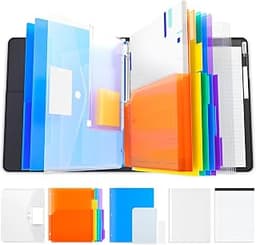 JoyCat 3 Ring Binder Clipboard with Storage, 5 Folders, Black