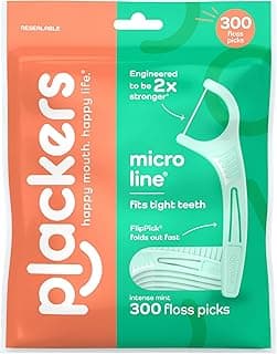 Plackers Micro Line Floss Picks, Intense Mint, 300 Count