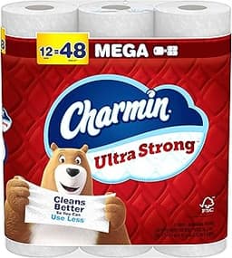 Charmin Toilet Paper Ultra Strong, 12 Mega Rolls = 48 Regular Rolls, 2-ply Bath Tissue