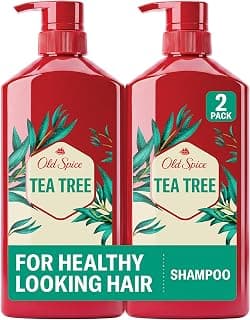 Old Spice Mens Tea Tree Shampoo, For All Hair Types, Healthier, Fuller, More Moisturized Looking Hair, 21.9 fl oz Eac...