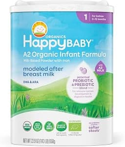 HAPPY BABY Stage 1 A2, 0-12 Months, Organic Infant Formula, 22.9oz (1 Pack)