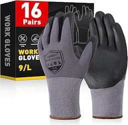 Safety Work Gloves-16/32 Pairs, Micro Foam Nitrile Coated Glove,Seamless Knit Nylon Gloves for Men Women(S-XL