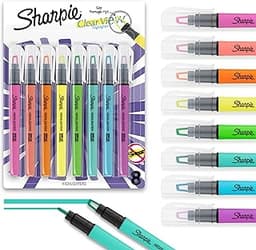 Sharpie Clear View Highlighter Sticks, Chisel Tip, Assorted Fluorescent, 8 Count - School, Home, and Office Use, Teac...
