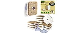 12Pack Kickleen Natural Kitchen Scrub Dish Sponge with Suction Hanger Biodegradable Compostable Cellulose and Coconut...