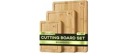ROYAL CRAFT WOOD Wooden Cutting Boards for Kitchen Meal Prep & Serving - Bamboo Wood Serving Board Set with Deep Juic...