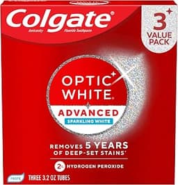Colgate Optic White Advanced Hydrogen Peroxide Toothpaste, 3 Pack, 3.2 oz