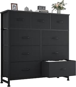 OLIXIS 9 Drawer Black Dresser for Bedroom, Closet Organizer Storage Tower