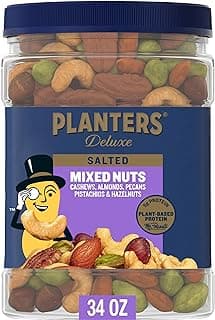 PLANTERS Deluxe Mixed Nuts, Plant Based Protein, 34 Oz (1 Ct)