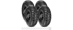 TICONN 10" Solid Tires, 4 Pack Flat Free 4.10/3.50-4'' Wheels with 5/8” Axle Bore Hole and Double Sealed Bearings (Bl...