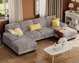 Furmax Sectional Couches for Living Room, Chenille, Grey