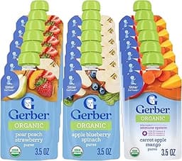 Gerber Organic Baby Food Pouches, 2nd Foods for Sitter, Fruit & Veggie Variety Pack, 3.5 Ounce (Set of 18)